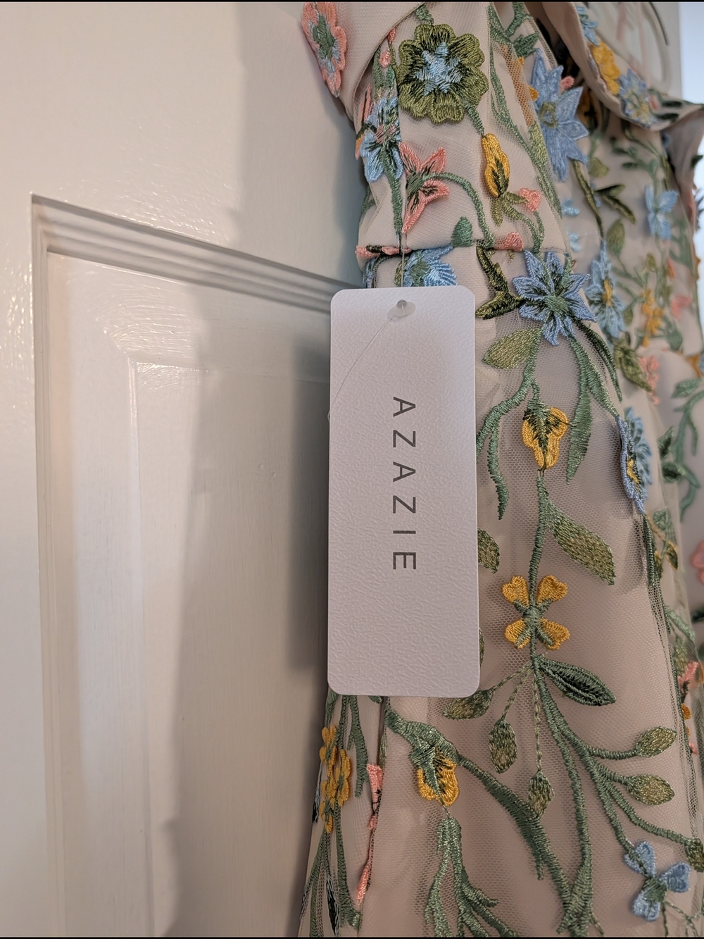 NWT Azazie Evangeline Junior Formal Dress Blush Garden Floral Custom Fits 4/6 - Picture 4 of 15